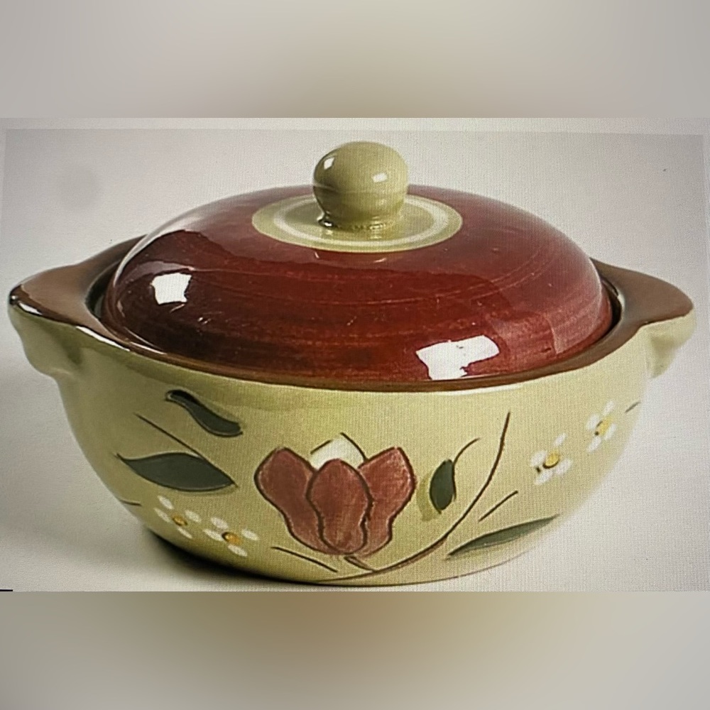 Stangl Pottery 'Magnolia' Individual Casserole & Lid Set Mid Century Modern